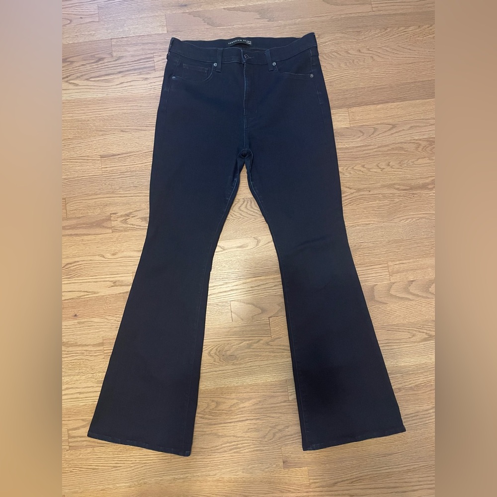 Veronica Beard Deep Black Flare Wide-Leg Jeans